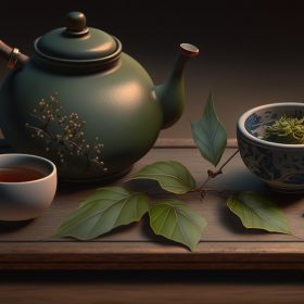 tea leaves steeping classic teapot generated by ai